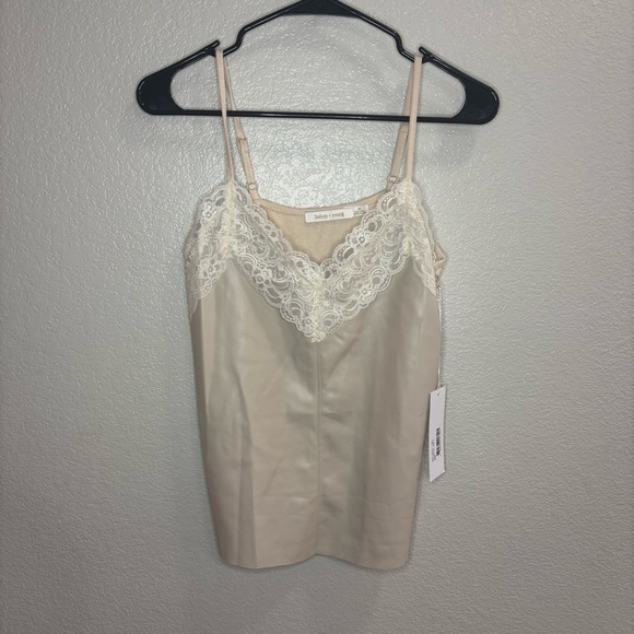 NWT Leather Cream Lace Trim Cami - Picture 1 of 3